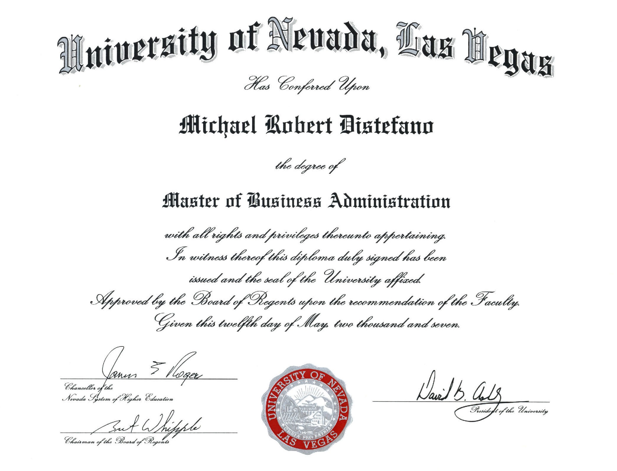 Unlv Business Management Degree Worksheet - Printable Word Searches